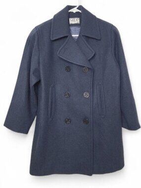 Vintage Mario De Pinto (MDP) Wool Pea Coat | 80% Wool Blend | Navy Medium